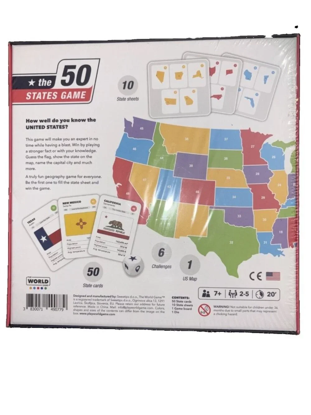 The 50 States Game - US Geography Board Game - Educational Game for Kids & Adult